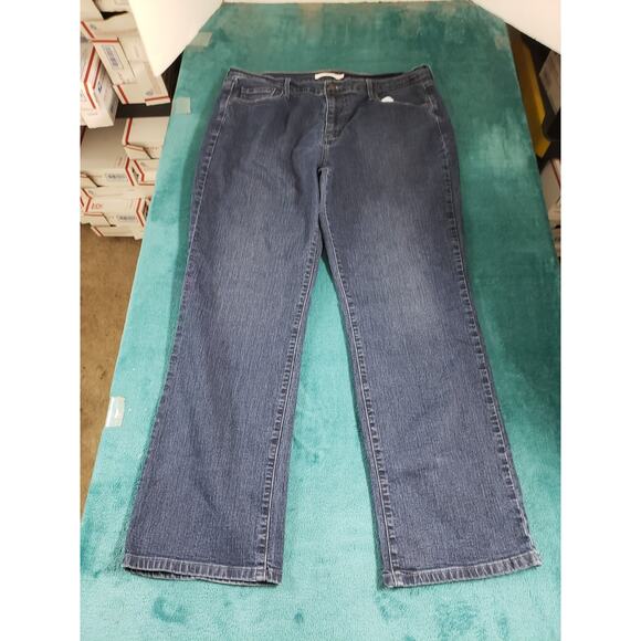 Levis 505 Jeans Size 16 Womens Blue Stretch Pants Mid Rise Curvy Straight - Picture 2 of 14
